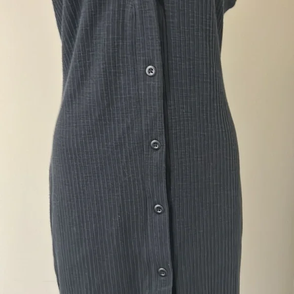 Daily Practice by Anthropologie Ribbed Midi Dress Black Pullover Sz XS NEW - Picture 7 of 14